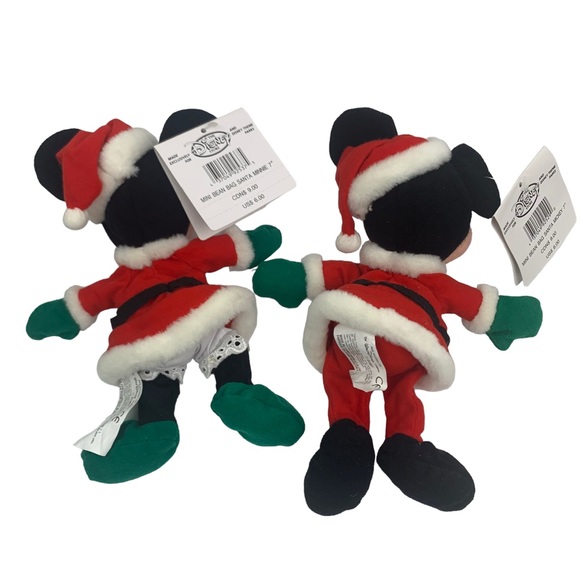 VTG The Disney Store Christmas Mini Bean Bag Santa Mickey & Minnie Mouse 7” NWT - Picture 2 of 6